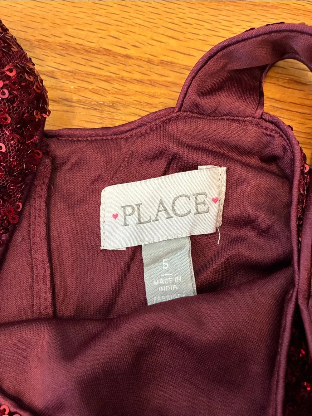 The Children's Place Burgundy Sequin Dress (Size 5)
